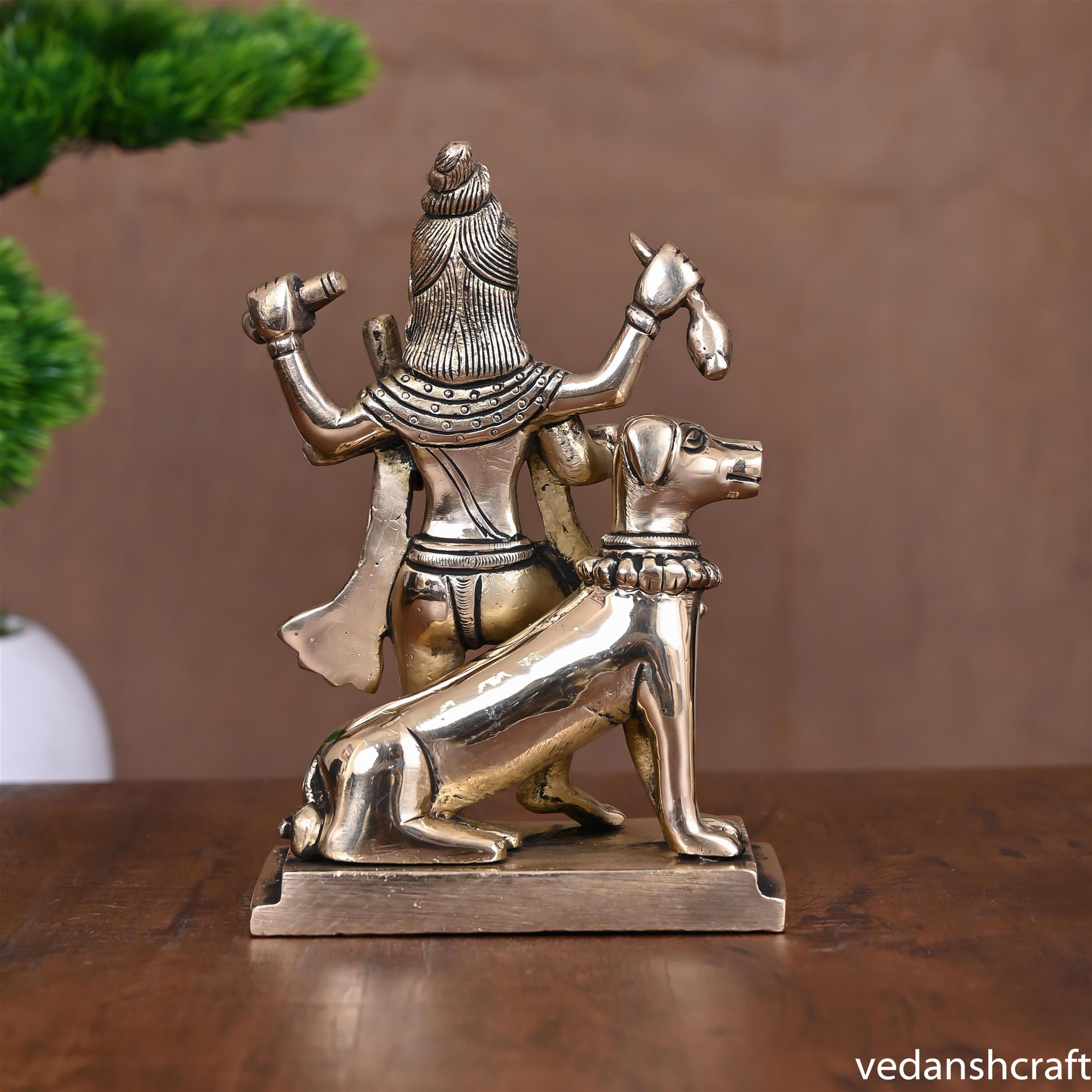 Brass Kal Bhairav Idol (6.2 Inch) Vedansh Craft
