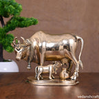 Brass Kamdhenu Cow With Calf Idol (6 Inch) Vedansh Craft