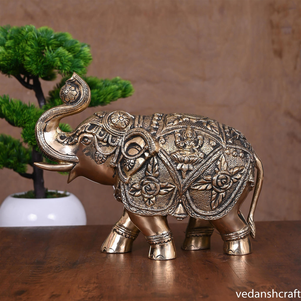 Brass Royal Elephant Statue (8.2 Inch) Vedansh Craft