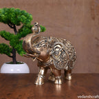 Brass Royal Elephant Statue (8.2 Inch) Vedansh Craft