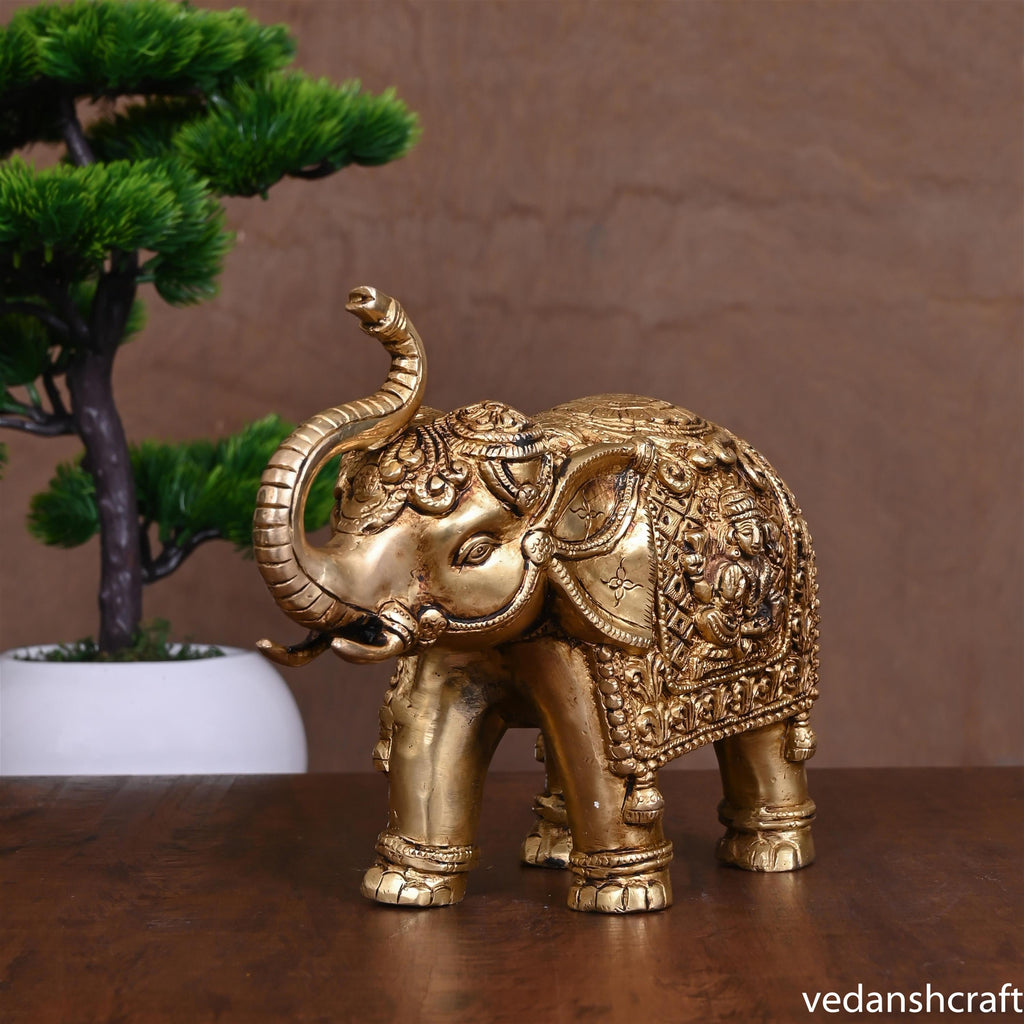 Brass Elephant Royal Statue (7 Inch) Vedansh Craft