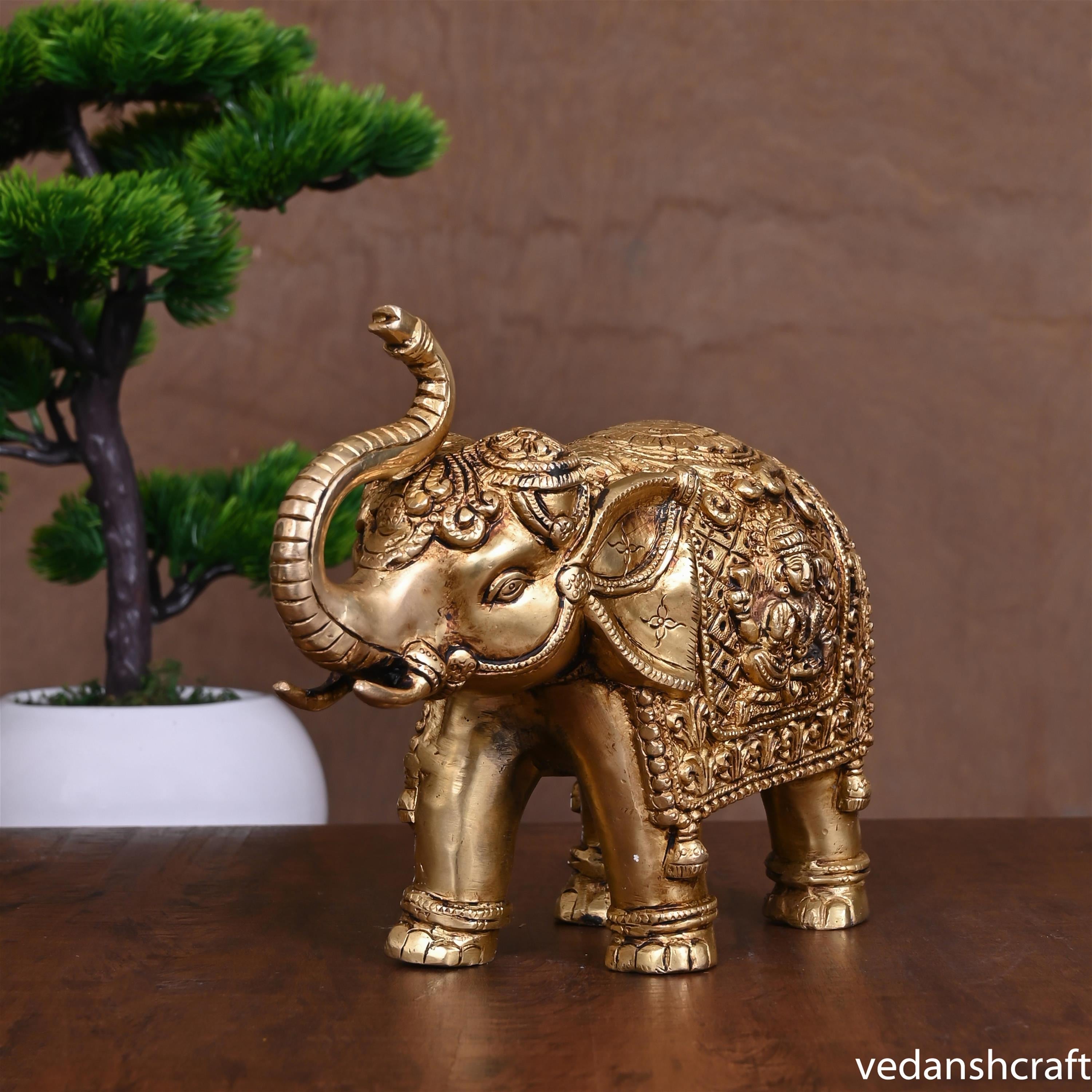 Brass Elephant Royal Statue (7 Inch) Vedansh Craft