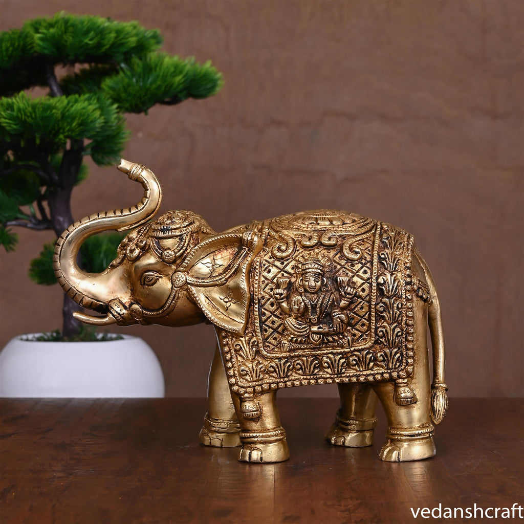 Brass Elephant Royal Statue (7 Inch) Vedansh Craft