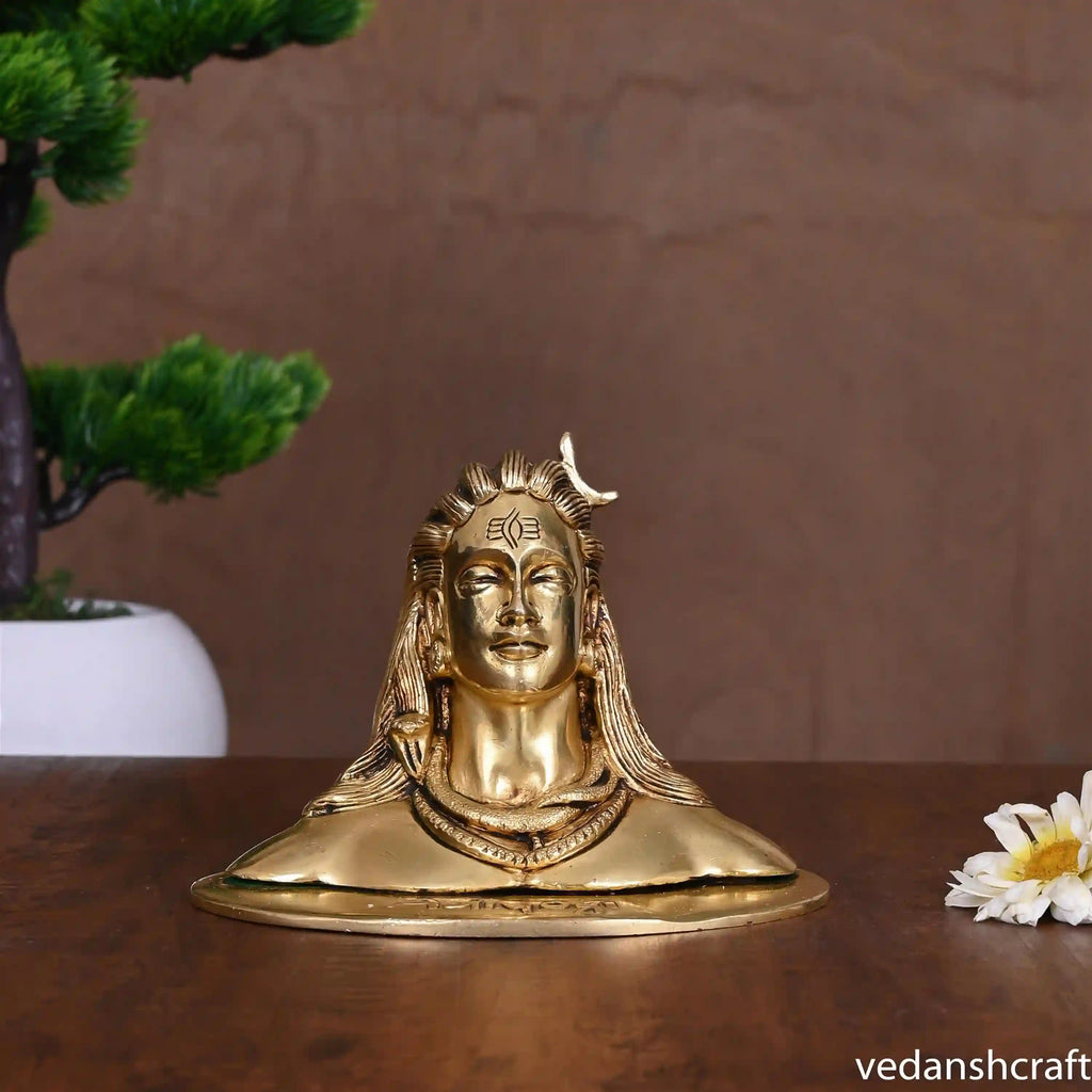 Brass Adiyogi Shiva Bust (4.5 Inch) Vedansh Craft