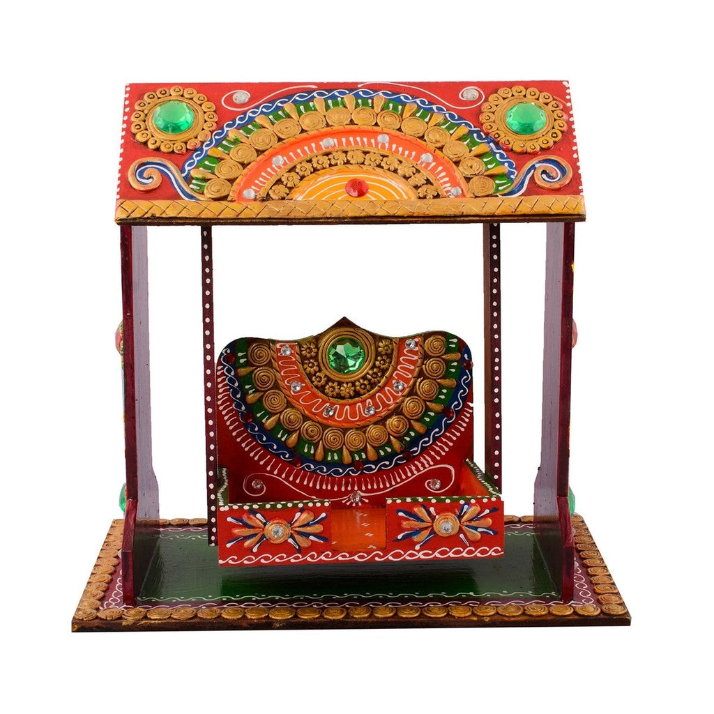 Decorative Papier-Mache work Wooden Jhula Temple Kafalo