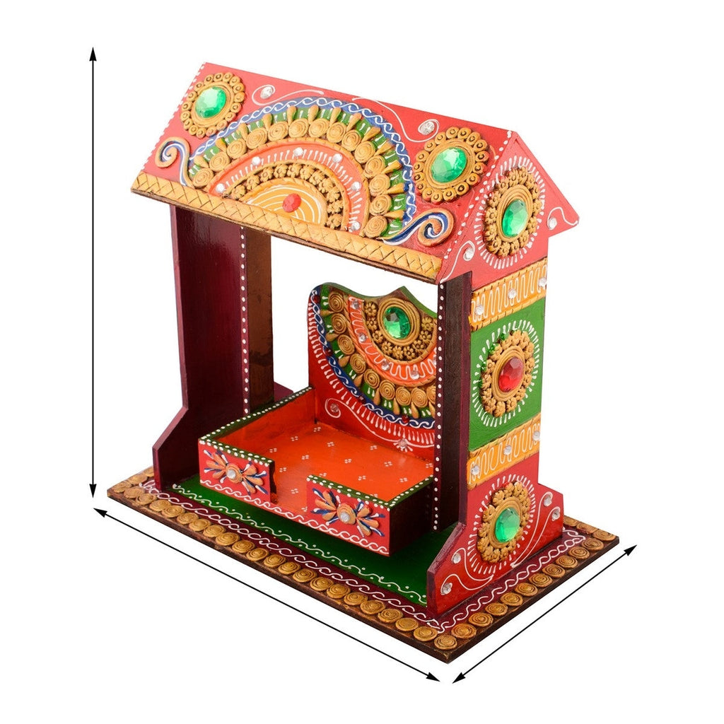 Decorative Papier-Mache work Wooden Jhula Temple Kafalo
