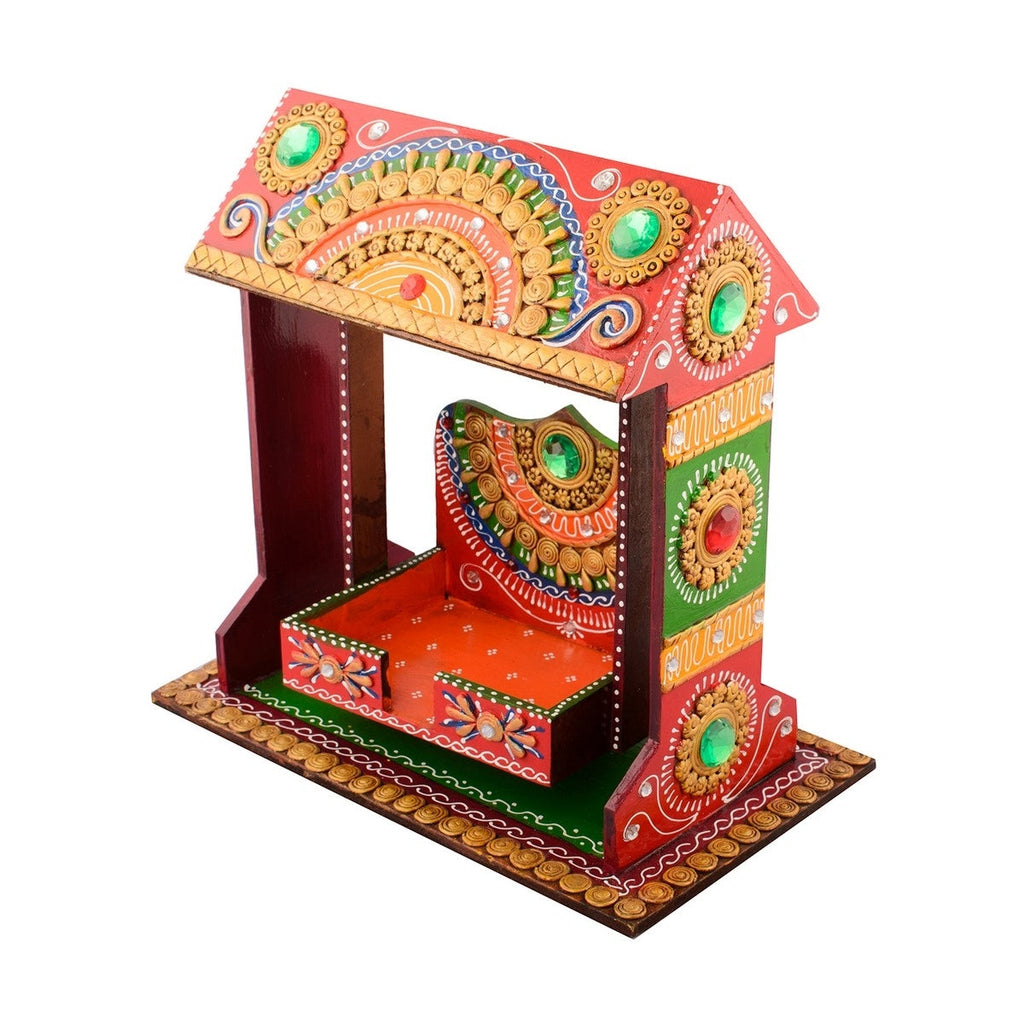 Decorative Papier-Mache work Wooden Jhula Temple Kafalo