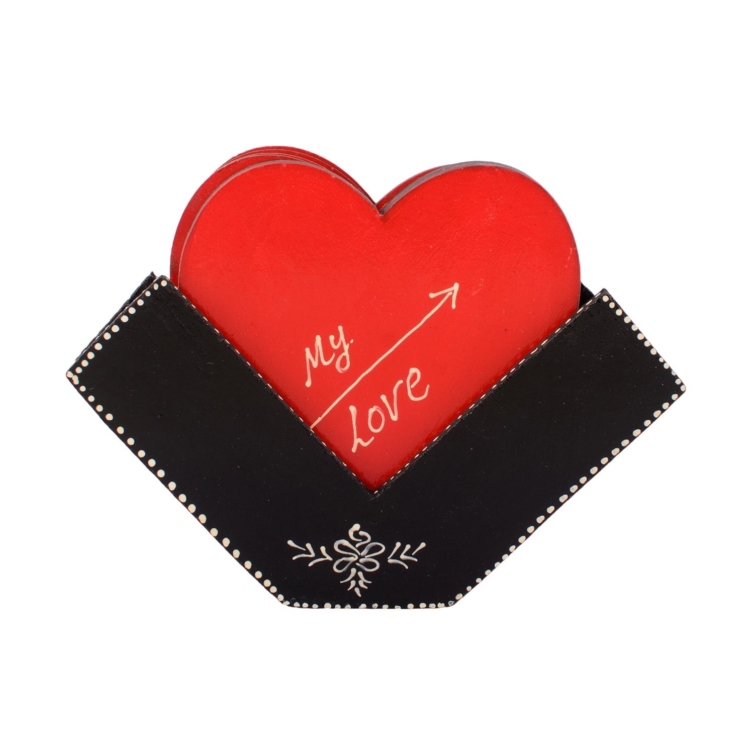 Heart Shape Wooden Tea Coasters(Set of 6) Kafalo
