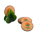 Floral Design Wooden Tea Coasters(Set of 6) Kafalo