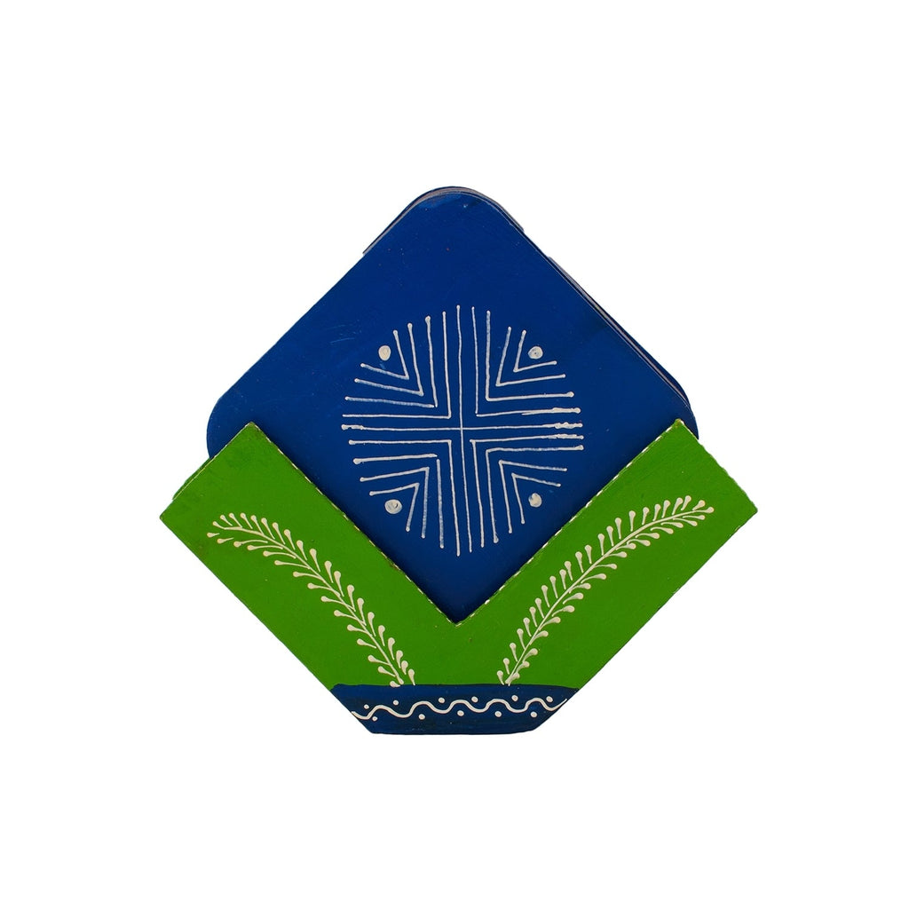 Handmade Blue Wooden Tea Coasters(Set of 6) Kafalo