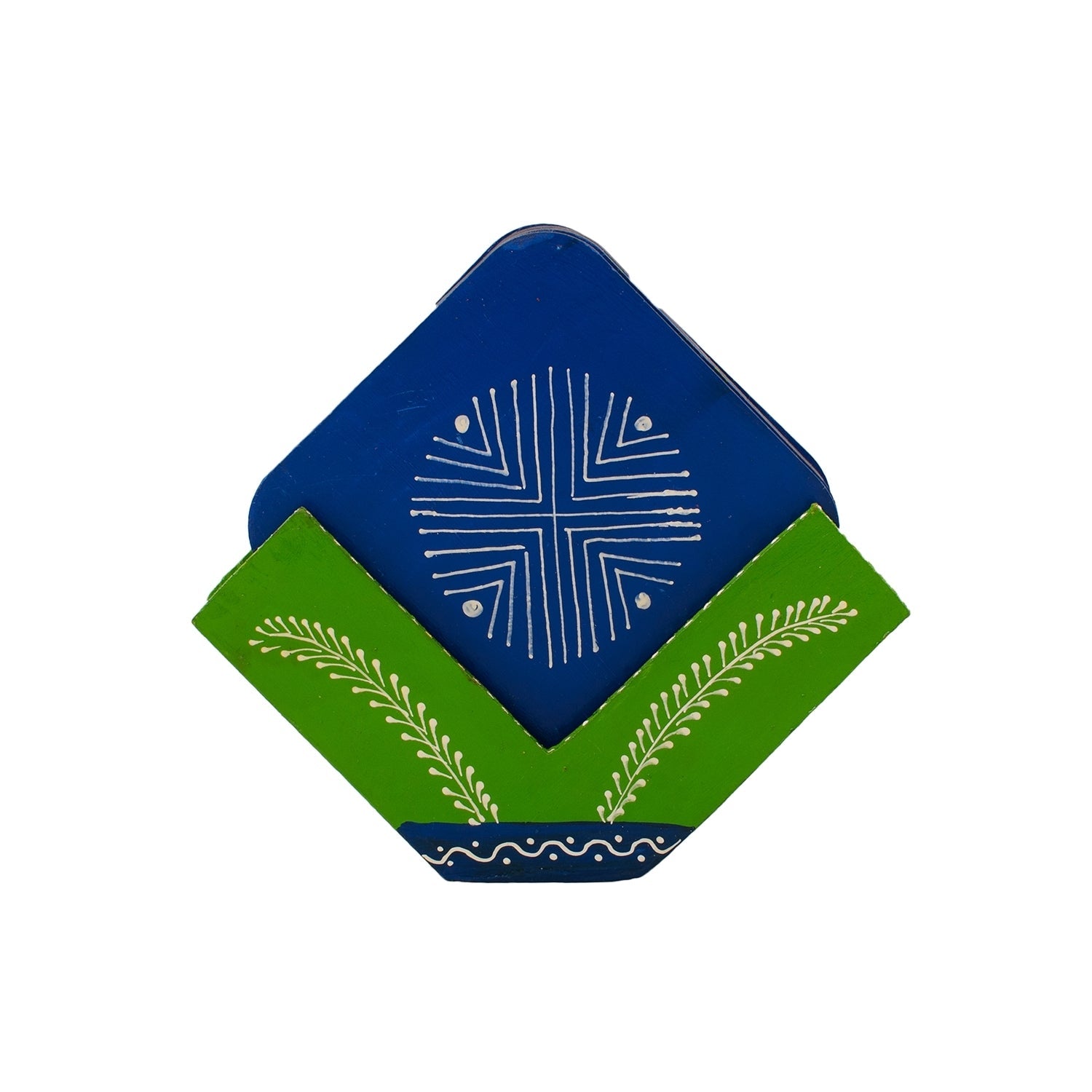 Handmade Blue Wooden Tea Coasters(Set of 6) Kafalo