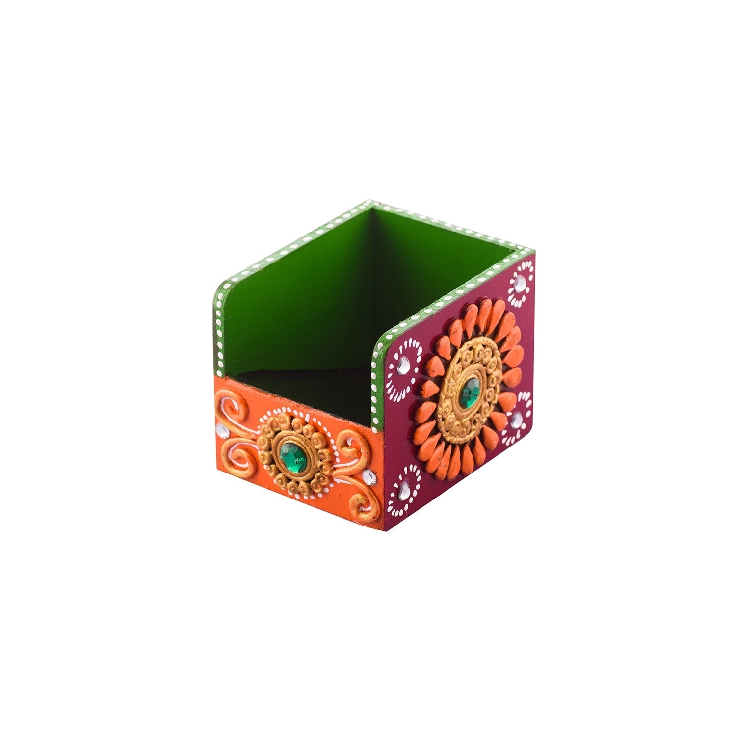 Papier-Mache Wooden Decorative Premium Pen Stand Utility Box Kafalo
