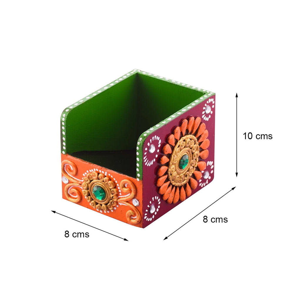 Papier-Mache Wooden Decorative Premium Pen Stand Utility Box Kafalo