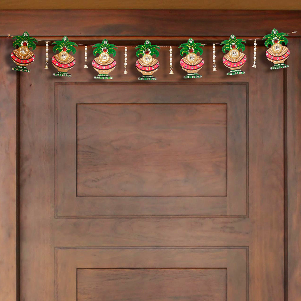 Papier Mache and Wooden Decorative Kalash Bandarwal/Toran Door Hanging Kafalo