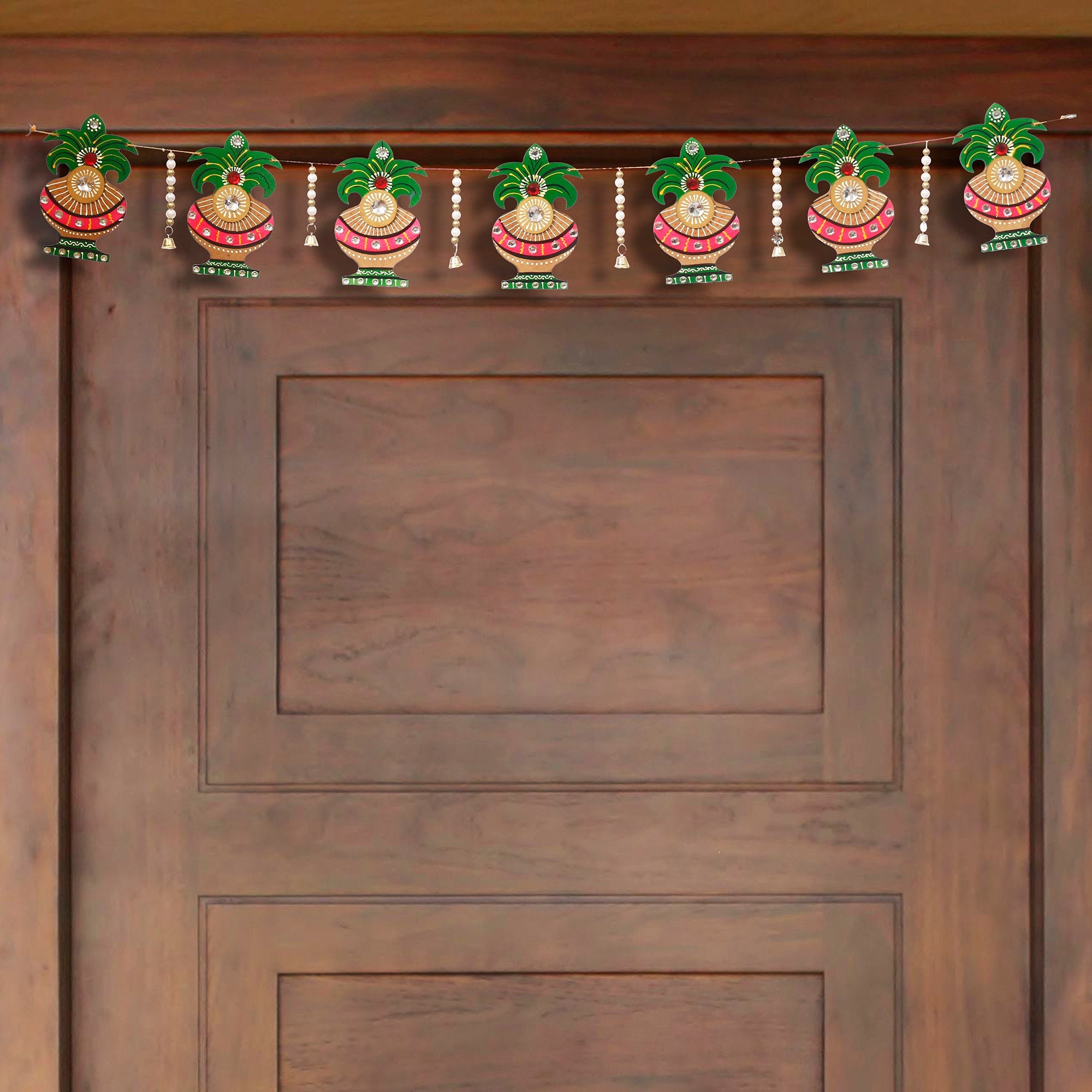 Papier Mache and Wooden Decorative Kalash Bandarwal/Toran Door Hanging Kafalo