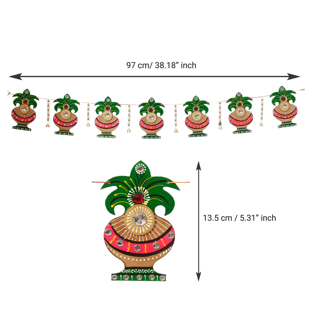 Papier Mache and Wooden Decorative Kalash Bandarwal/Toran Door Hanging Kafalo