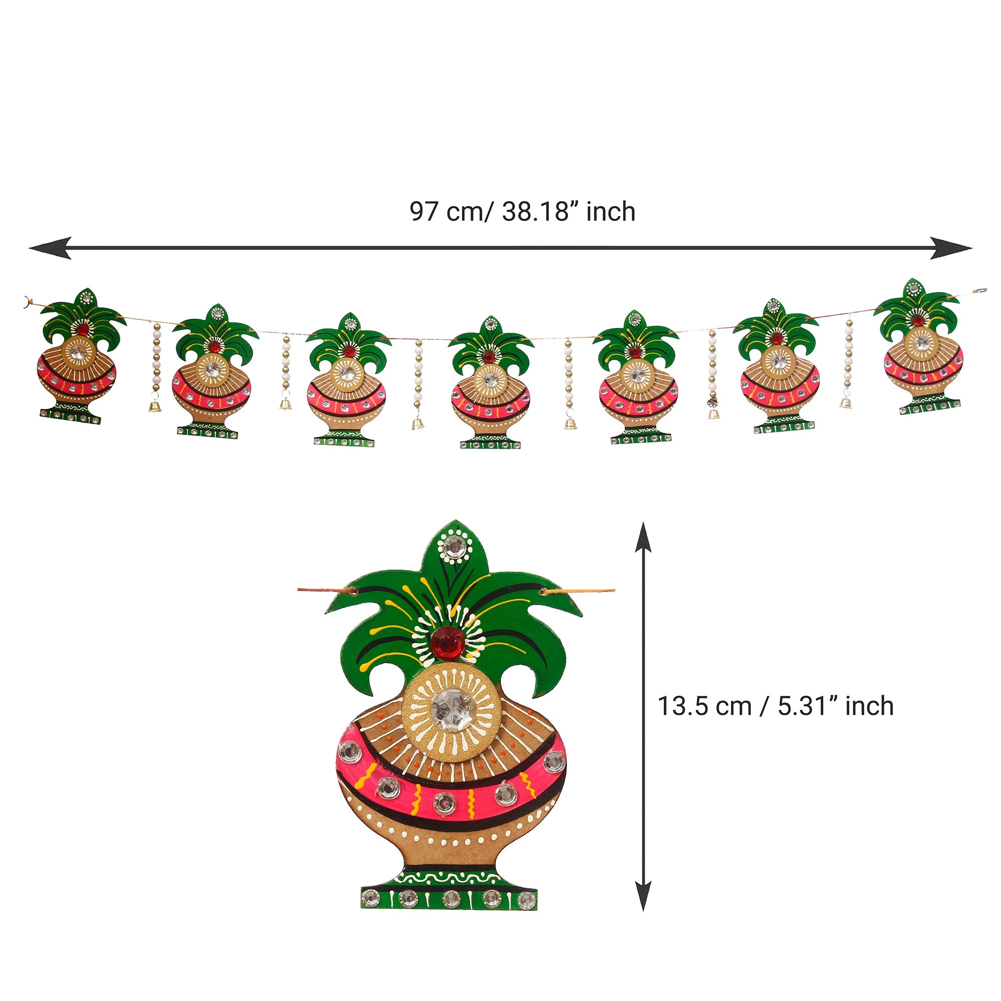 Papier Mache and Wooden Decorative Kalash Bandarwal/Toran Door Hanging Kafalo