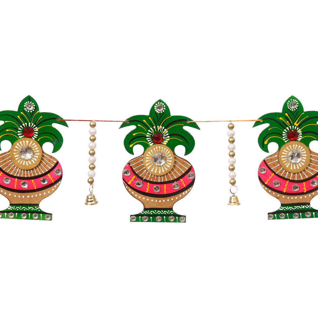 Papier Mache and Wooden Decorative Kalash Bandarwal/Toran Door Hanging Kafalo