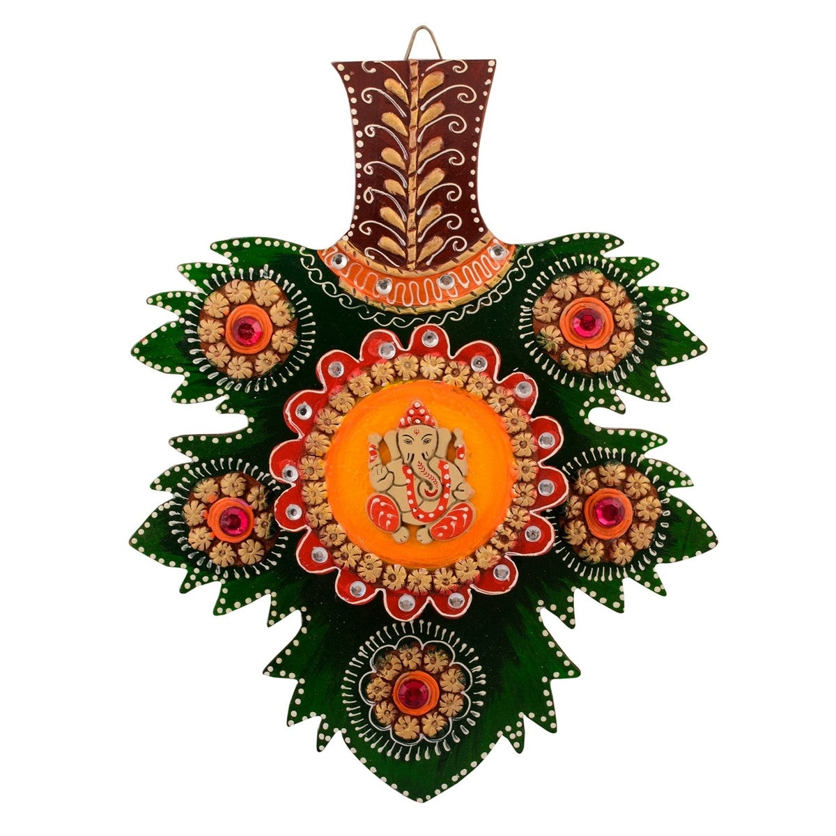 Wooden Papier Mache Decorative Lord Ganesha Wall Hanging Kafalo