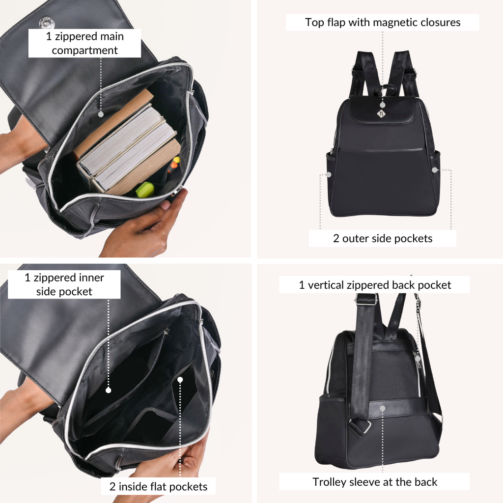 Kaizen Sleek Black Backpack Nestasia