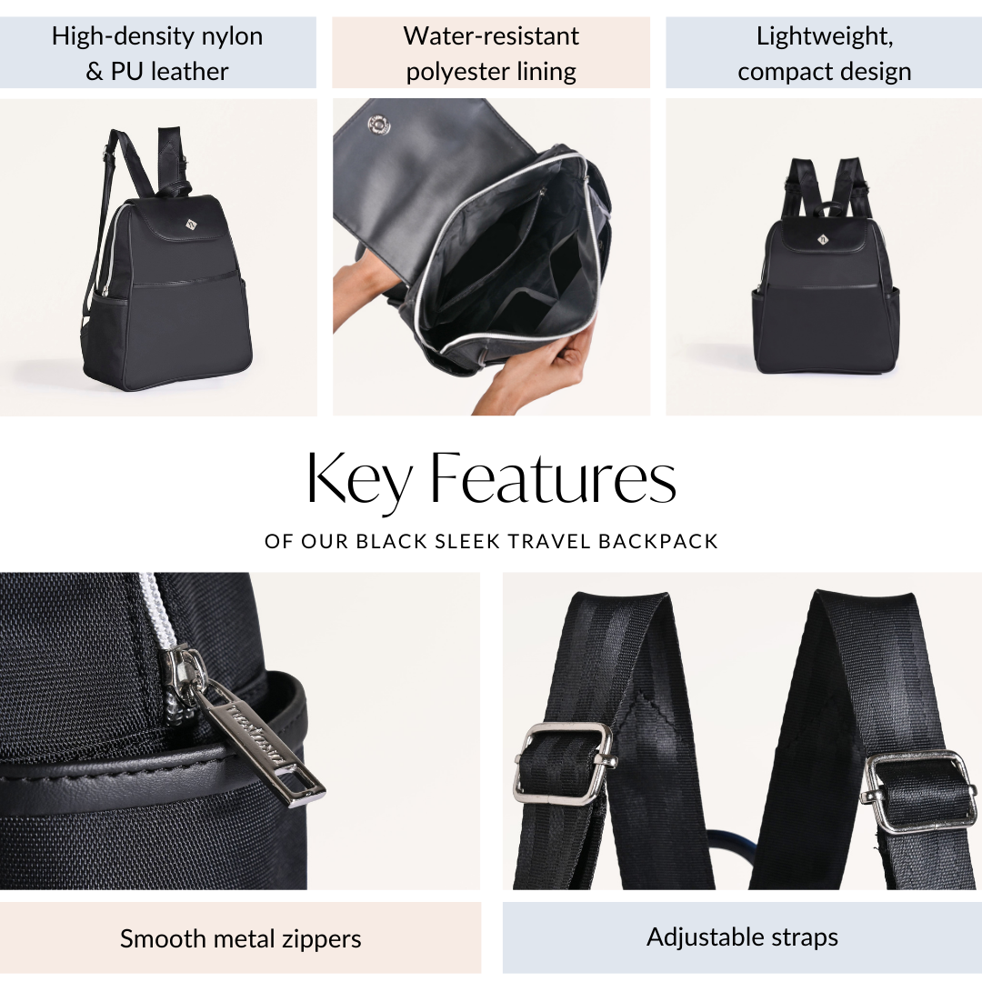 Kaizen Sleek Black Backpack Nestasia