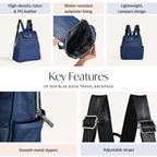 Kaizen Small Travel Backpack Navy Blue Nestasia