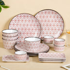 Kaleido Pink 16 Piece Ceramic Dinner Set For 4 Nestasia