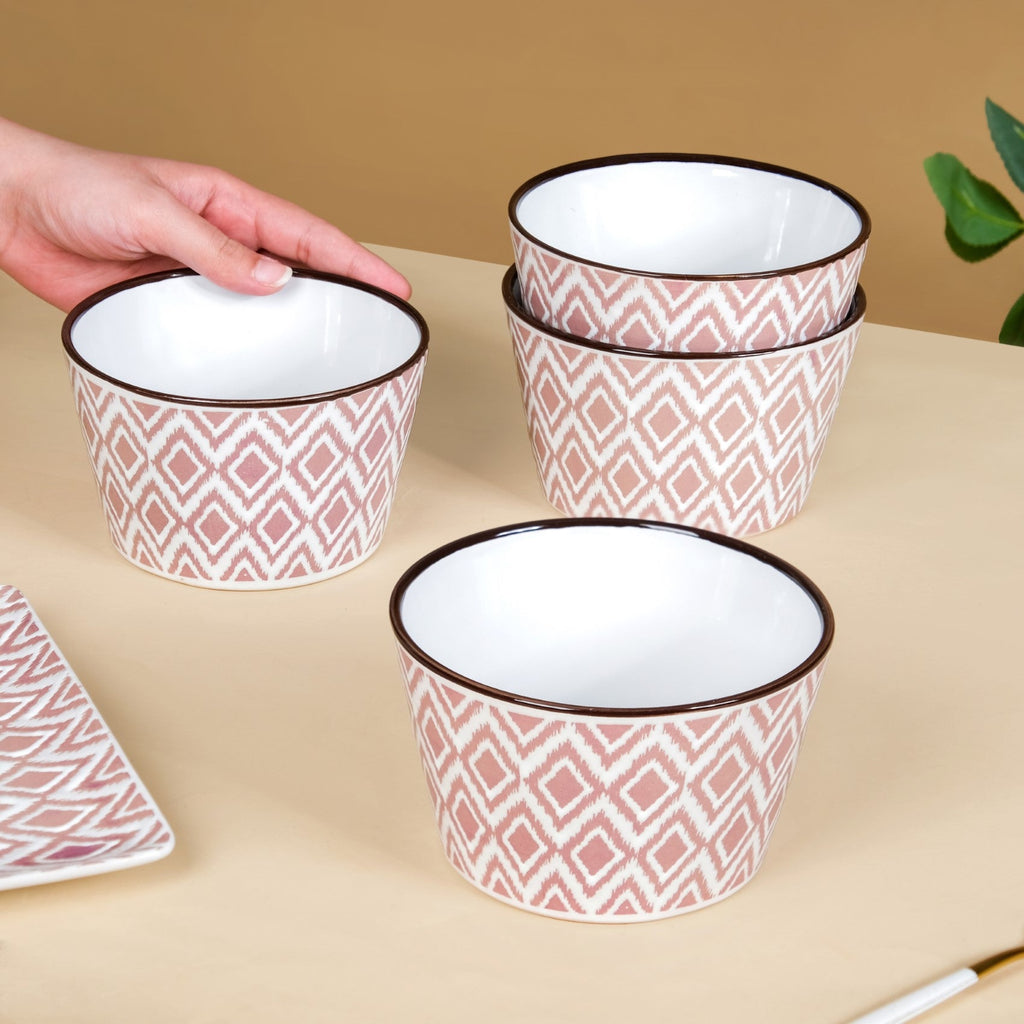 Kaleido Pink 16 Piece Ceramic Dinner Set For 4 Nestasia
