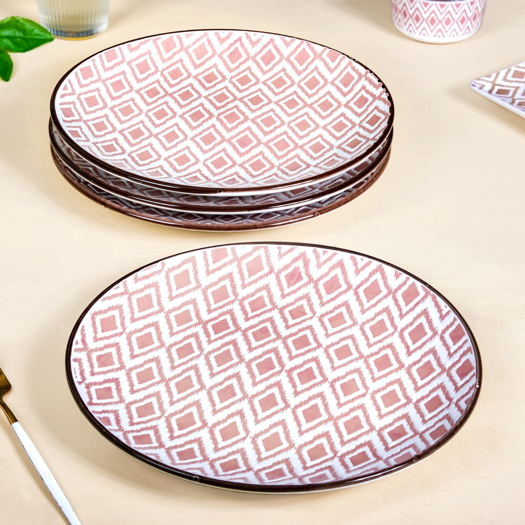 Kaleido Pink 16 Piece Ceramic Dinner Set For 4 Nestasia