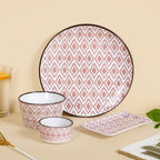 Kaleido Pink 16 Piece Ceramic Dinner Set For 4 Nestasia