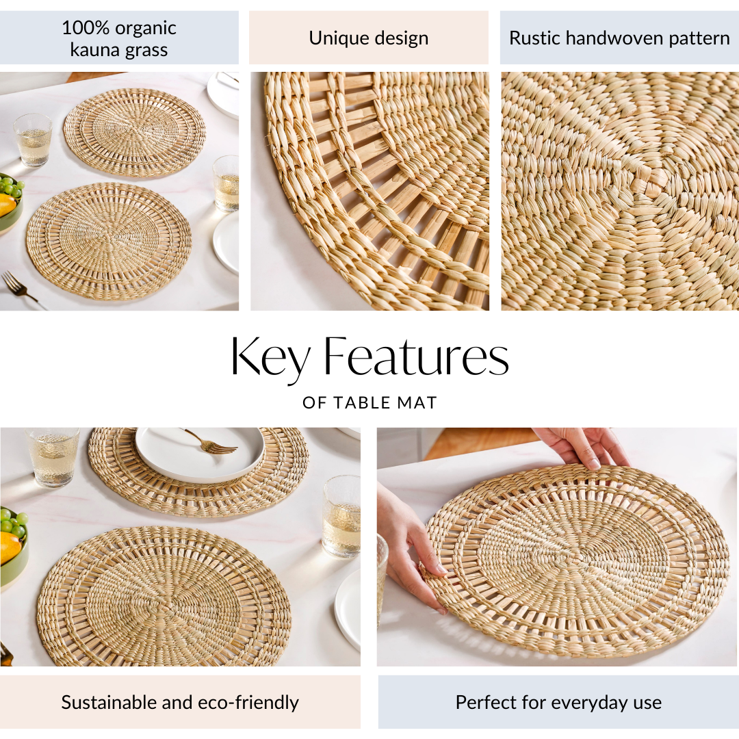 Kauna Sustainable Handmade Table Mat Set Of 2 34cm Nestasia