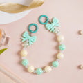 Bows And Beads Keychain Mint And White Nestasia