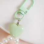 Green Sweetheart And Pearl Keychain Nestasia