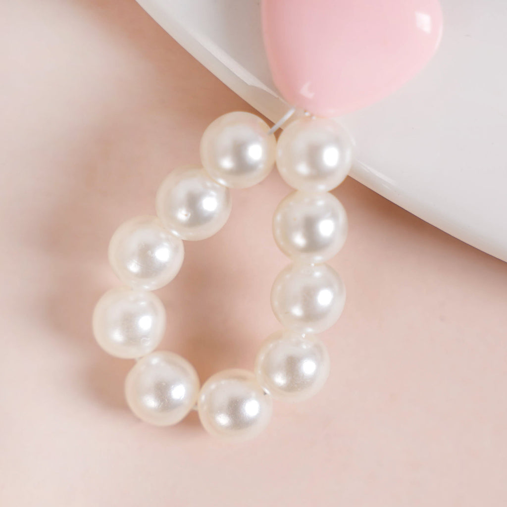 Pink Heart And Pearl Keychain Nestasia