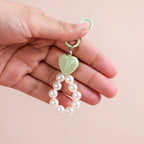 Green Sweetheart And Pearl Keychain Nestasia