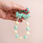 Bows And Beads Keychain Mint And White Nestasia