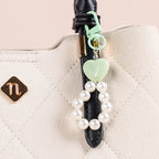 Green Sweetheart And Pearl Keychain Nestasia