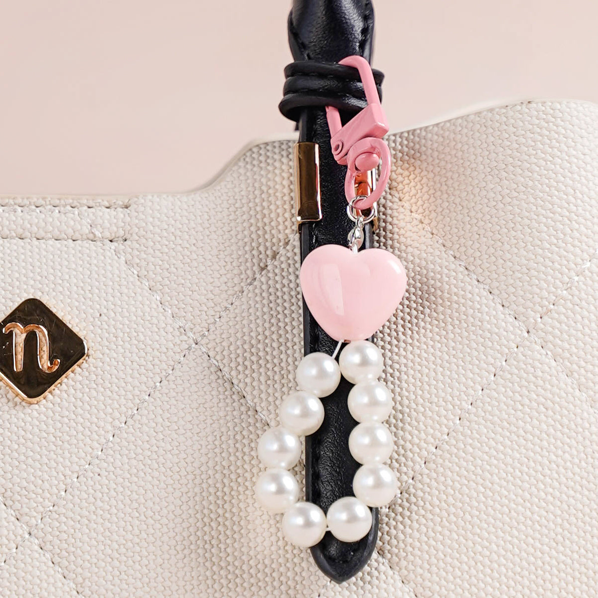 Pink Heart And Pearl Keychain Nestasia