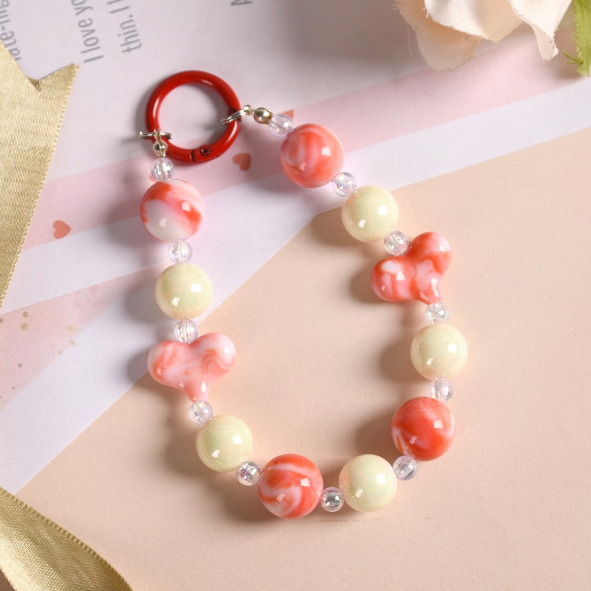 Candy Floss Daze Keychain Red And White Nestasia