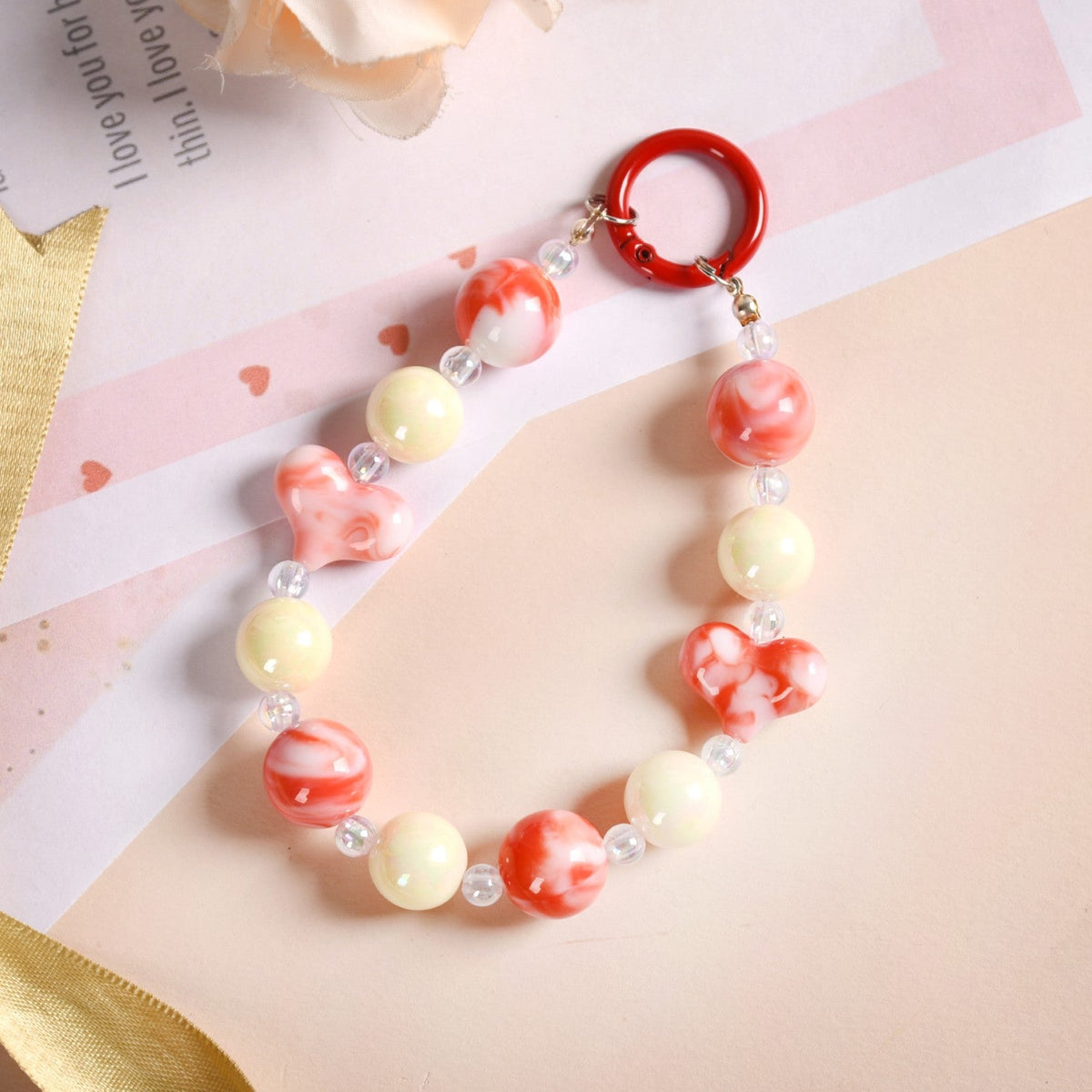 Candy Floss Daze Keychain Red And White Nestasia
