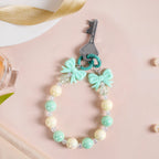 Bows And Beads Keychain Mint And White Nestasia