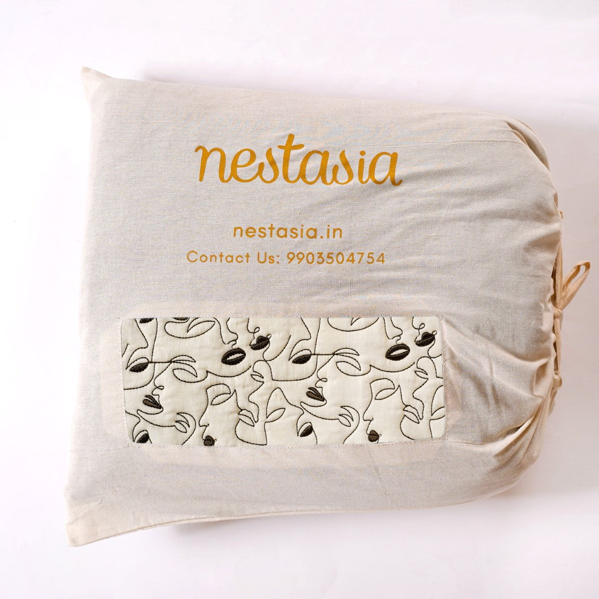 King Size Embroidered Cotton Bed Cover Off-White Nestasia