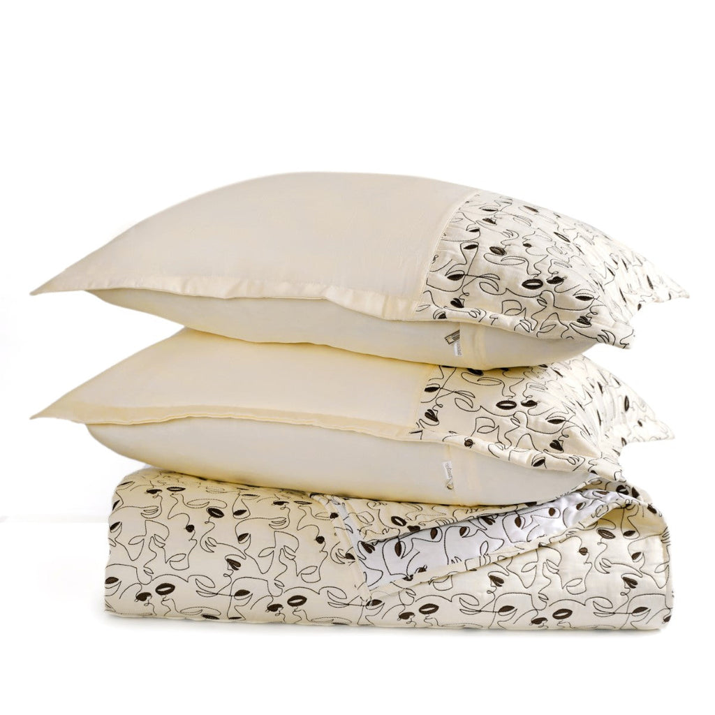 King Size Embroidered Cotton Bed Cover Off-White Nestasia