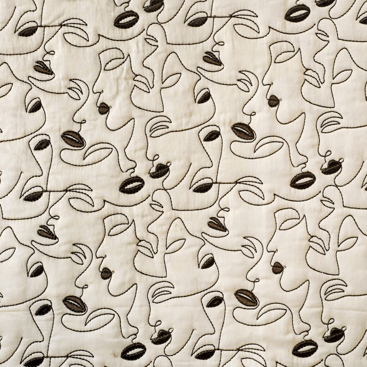 King Size Embroidered Cotton Bed Cover Off-White Nestasia