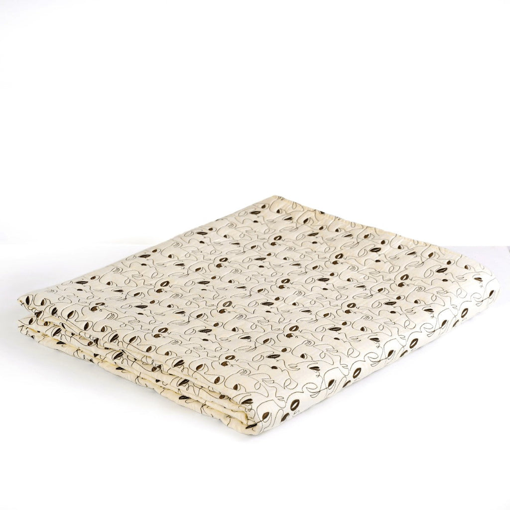 King Size Embroidered Cotton Bed Cover Off-White Nestasia