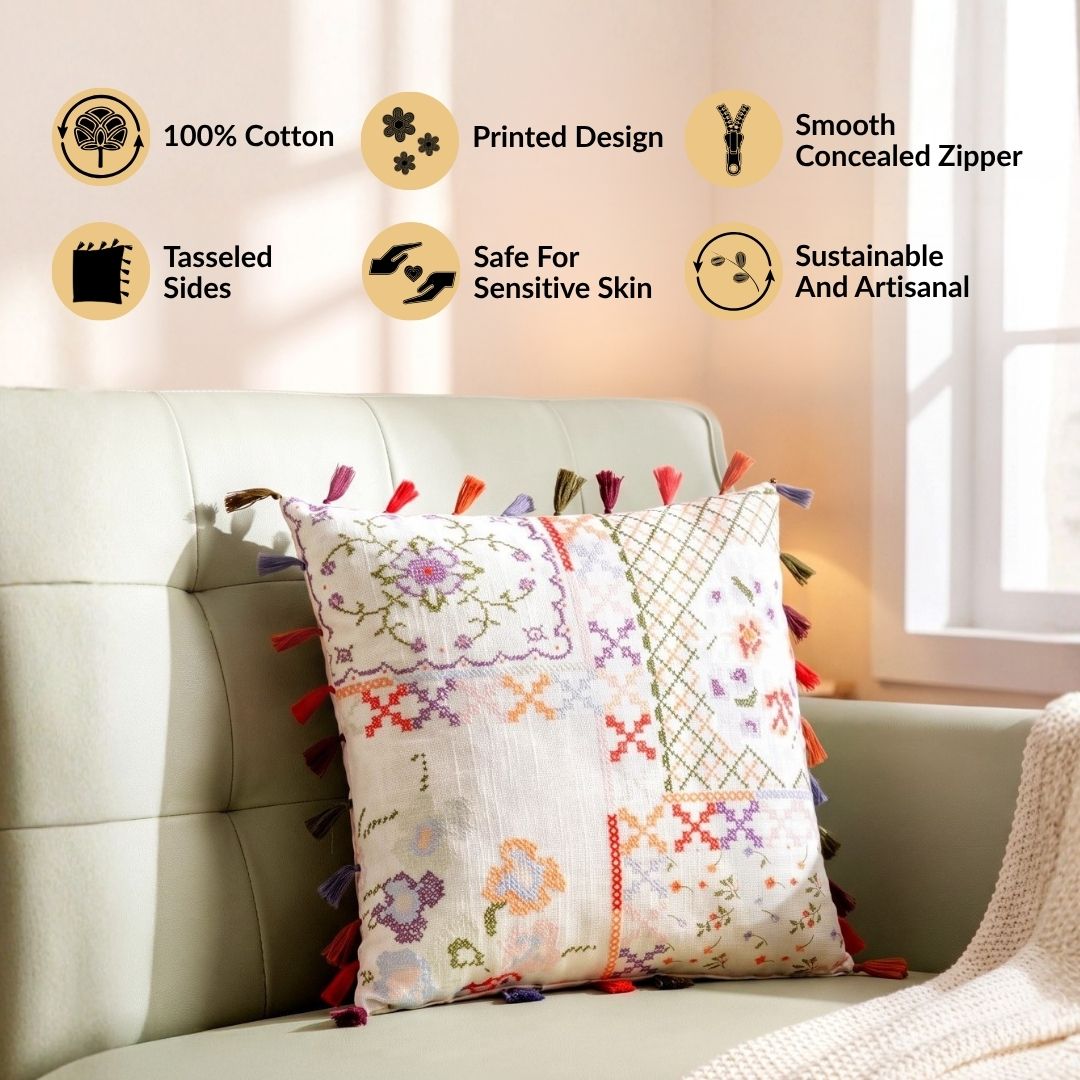 Kitsch Floral Cotton Cushion Cover 46x46cm Nestasia
