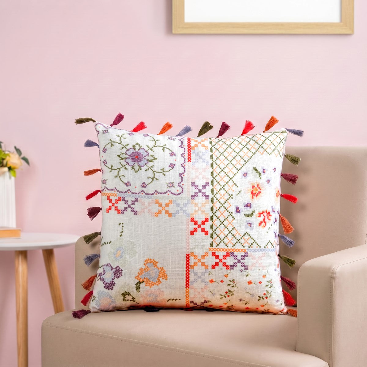 Kitsch Floral Cotton Cushion Cover 46x46cm Nestasia
