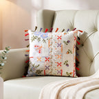 Kitsch Stitch Print Tassel Cushion Cover 46x46cm Nestasia