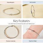 Knotted Glamour Silver Cuff Bracelet Nestasia