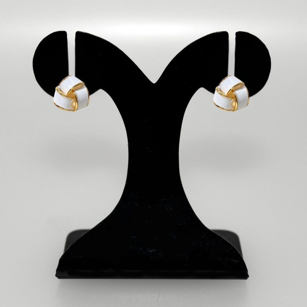 Knotted Style Stud Earrings White Nestasia